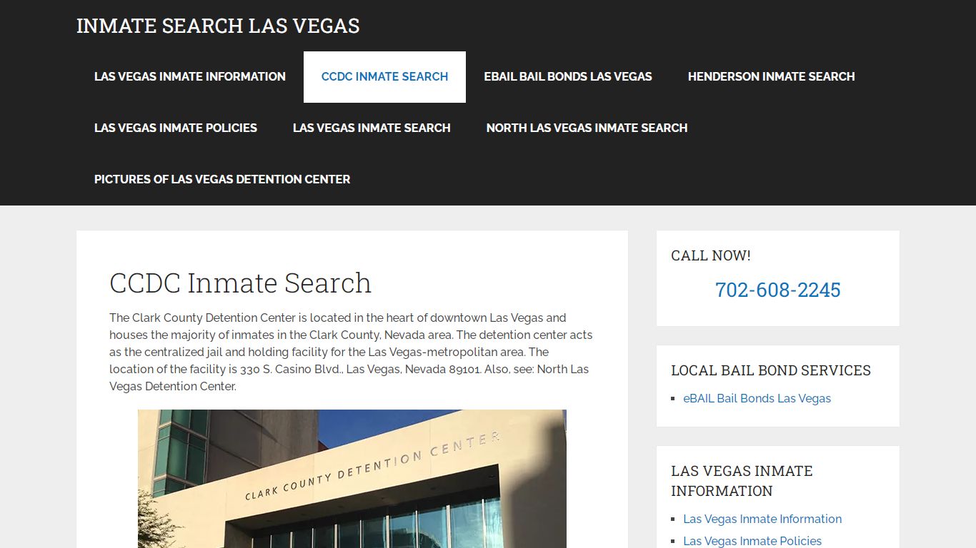 CCDC Inmate Search | Clark County Detention Center Las Vegas